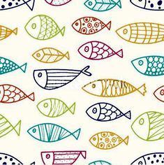 colorful fish on a white background for wallpaper or wrapping paper, and other items