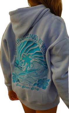 "Everything Comes in Waves" Oversized Hoodie in Blue - Ships out May/J – Pink Palm Puff Y2k Fashion Aesthetic, Mode Casual, Estilo Chic, Sweater Collection, Winter Hoodies, Blue Waves, Summer Staples, Style Streetwear, Hermione