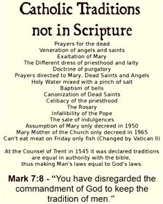 an old poster with the words catholic traditionss not in script on it, including