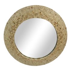 a round mirror that is made out of mosaic tiles