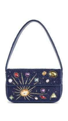 PRICES MAY VARY. Acrylic crystal embellishments, Sun and star design Length: 10.25in / 26cm, Height: 6.25in / 16cm, Strap drop: 8.25in / 21cm, Depth: 1.5in / 4cm Weight: 24oz / 0.68kg Tommy Beaded Bag Staud Beaded Bag, Tommy Beaded Bag, Beaded Stars, Aesthetic Clothing Stores, Celestial Blue, Embellished Bags, Beaded Bag, Style Savvy, Sun And Stars