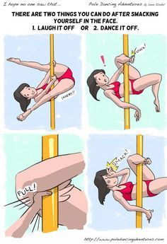 a woman is hanging upside down on a pole and has her hand over the pole