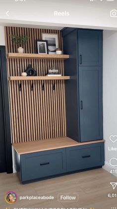 an image of a room with shelves and cabinets on it's sides, in the middle