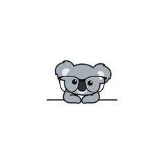 a koala with glasses sitting on the ground