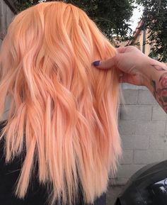 Peach Hair Pastel, Pastel Orange Hair Color, Peach Orange Hair Color, Pumpkin Peach Hair, Pastel Peach Hair Color, Fun Work Appropriate Hair Color, Peach Coloured Hair, Pastel Orange Hair Peach, Blorange Hair Copper