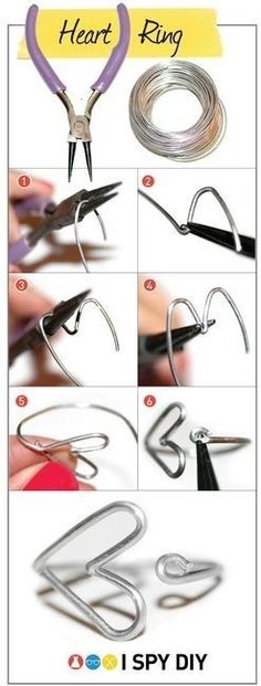 the instructions for how to make wire heart rings