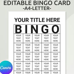 a printable game card with the words your title here