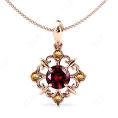 We are Pleased to welcome you in our Store-    TheLesBijoux Short Description about the item-  This Pendant is Made With a Round Cut Garnet Gemstone and the accented stones in this Pendant., are the citrine to adorn the look of this beautiful Pendant.. a unique piece to wear occasionally or can be used regularly. Can be offered as a gift to your loved ones, to make them feel special. MATERIAL AVAILABILITY- ( 925 Sterling Silver/ 14k solid gold(white gold / rose gold / yellow gold?  950 Solid Platinum  We make sure that you know that you're getting high quality hand-made crafted jewelry when you purchase items from our store. This beautiful Pendant.. is made to order. Available in all the Required Materials. ( 925 Sterling Silver/ 14k/18k solid gold(white gold / rose gold / yellow gold can Art Deco Filigree, Necklace Rose Gold, Citrine Pendant, Necklace Antique, Garnet Pendant, Pendant For Women, Necklace Rose, Garnet Gemstone, Feel Special