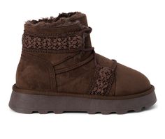 Vegan platform faux-fur lined ankle boot with embroidered detailing. Fabric & Faux Fur upper, Pull on for easy entry,2\ platform height,4.5\ shaft height,11.5\ shaft circumference, Round toe, Faux fur lined insole, Man made outsole | Women's Beach by Matisse Matterhorn Platform Winter Boot in Choco Size 6 Cabincore Fashion, Cute Winter Shoes, Platform Winter Boots, Winter Fur Boots, Cute Shoes Boots, Neutral Boots, Cute Winter Boots, Hippie Shoes, Winter Boots For Women