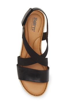 With a cushy insole, this casual slide sandal offers lasting comfort to be a weekend wardrobe favorite. 1 1/2" heel; 1" platform Adjustable slingback strap with hook-and-loop closure Leather upper/textile lining/synthetic sole Imported Thrifty Fashion, Black F, Sandals Flat, Burgundy Hair, Leather Sandals Flat, Platform Slides, Soul Mate, Stay Classy, Black Leather Sandals