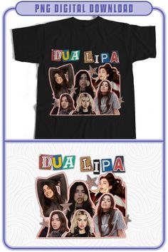 Designs For Shirts, Kpop Shirts, T Shirt Ideas, Mugs Stickers, Print Frame, Dua Lipa, Scrapbooking Projects