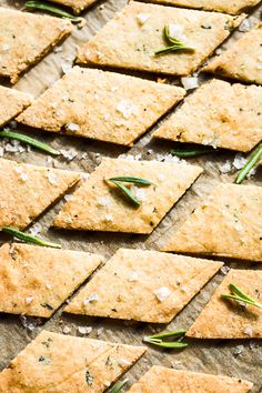 crackers with rosemary sprigs and sea salt