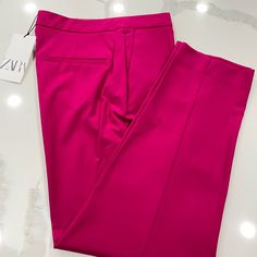 Brand New Zara Fucsia/Bright Pink Dress Ankle Pant. Thick And Soft Material. Zipper And Button Intact. Full Front Pockets. Tailored Chic Pink Pants, Chic Tailored Pink Pants, Tailored High-waisted Pink Pants, Tailored Pink Workwear Pants, Tailored Pink Pants For Workwear, Tailored Pink Summer Bottoms, Tailored Pink Summer Pants, Tailored Pink Pants For Summer, Fitted Pink Pants For Workwear