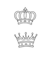 two crowns are shown in black and white, one is drawn on the back side