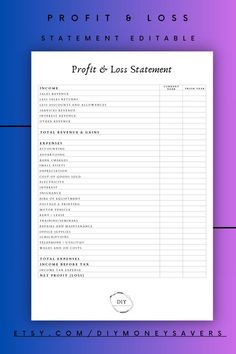 Editable Profit and Loss Statement for House Cleaning Business: Instantly downloadable and editable document for tracking income, expenses, and profits. Available in letter and A4 sizes House Cleaning Business, Planning Schedule, Workout Daily, Life Plans, Plan Your Life, Cost Of Goods Sold, Money Smart, Profit And Loss Statement, Profit And Loss