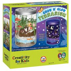 the creativity for kids grow n'glow terrarium kit is in its original box