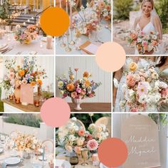 a collage of photos with flowers and candles