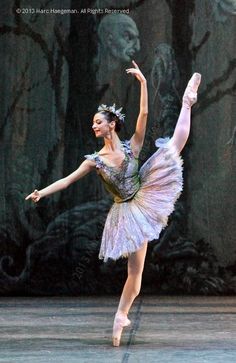 the ballerina is dressed in pink and silver