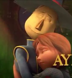 an animated character hugging another character with the caption'hayley