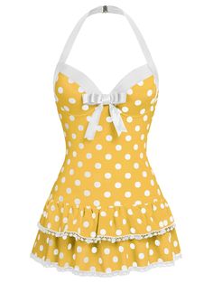 Cute One Piece Swimsuits Aesthetic, Kpop Swimsuit, Plus Size Swim Suit, Vintage Swimwear Aesthetic, 1950s Summer Fashion, Vintage Tankini, Pink And Yellow Outfit, Watermelon Fashion, Dress Bathing Suits