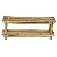 two wooden benches sitting next to each other on top of a white background and one bench is made out of wood