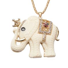 Preppy Necklaces, Beautiful Beaded Jewelry, Floral Statement Necklace, Elephant Pendant Necklace, Elephant Jewelry, Stone Statement Necklace, Hematite Necklace, Magical Jewelry, Crown Design