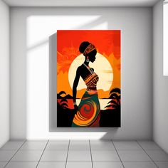 an african woman is standing in front of the sun with her headdress on