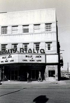 black and white photograph of an old movie theater