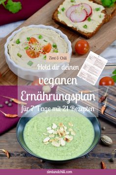 an image of food on a table with the words vegan enhannuplan