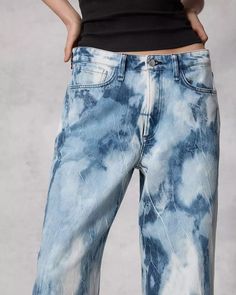 Logan Wide-Leg - Water Color - Indigo Water Color | rag & bone Faded Washed Cropped Jeans In Relaxed Fit, Faded Washed Cropped Jeans With Relaxed Fit, High Rise Bleached Blue Jeans, High Rise Bleached Denim Blue Jeans, High Rise Medium Wash Bleached Bottoms, Bleached Straight Leg Denim Blue Jeans, Medium Wash High Rise Bleached Bottoms, High Rise Faded Bleached Jeans, Faded Bleached Straight Leg Bottoms