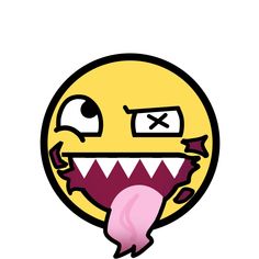 an image of a cartoon character with teeth and tongue sticking out from it's mouth