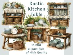 the rustic kitchen table clipart files are available for use in crafts and scrapbooking