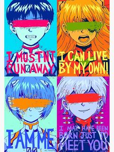 four anime characters with different colored lines on their faces and the words must i can live by my own