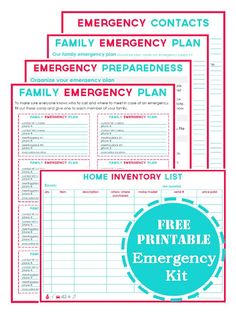 the emergency kit is shown in three different colors, including red and blue with text that reads