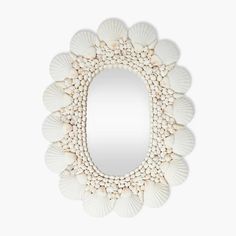 a mirror that has shells on it