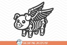 a pig with wings on it's back and the words svg dxf file