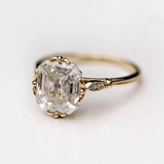 3Ct Asscher Cut Lab-Created Diamond Engagement Wedding Gold Finish Ring | eBay Silver And Gold Engagement Rings Vintage, Oval Engagement Ring Benz & Co Diamonds, Small Art Deco Ring, 2 Carat Vintage Engagement Rings, Intricate Oval Engagement Ring, Antique Yellow Gold Engagement Rings, Medium Sized Engagement Rings, Vintage Diamond Rings Engagement, White Gold Art Deco Engagement Ring