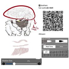 an anime character with long white hair and a red circle around his head, next to a qr code