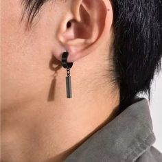 New Stainless Steel Nice Packaging Fast Shipping Dangling Earrings Men, Everyday Black Single Hoop Earring, Casual Black Dangle Earrings, Casual Black Dangle Jewelry, Men With Earrings, Mens Clip On Earrings, Men Dangling Earring, Black Male Earrings, Men’s Earrings