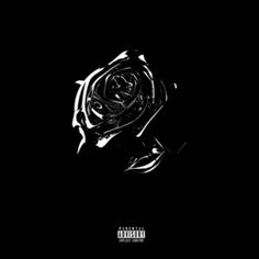 a black and white photo with a rose on it