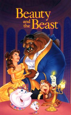 the beauty and the beast dvd cover with an image of characters from disney's animated movie