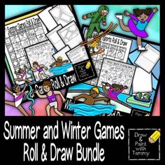 Roll a Summer Games and Winter Games Roll and Draw Art Game Bundle Roll And Draw, Indoor Recess Activities, Art Worksheets Printables, Homeschool Art Curriculum, Recess Activities, Homeschool Art Projects, Art Sub Lessons, Sports Drawings, Inspire Students