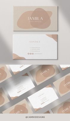 business card mockup with rounded shapes and gold foil on the bottom, along with an elegant