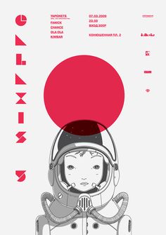 a poster with an image of a person in a space suit and helmet on it