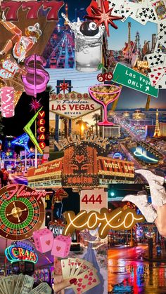 collage of las vegas with casino symbols