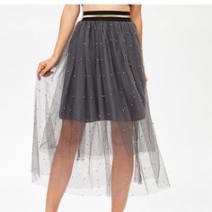 5 Rating! Glam Mesh Tulle Skirt With Gold Detail Elastic Waist Band And Faux Gold Pearled Embellished Skirt. Available In Pink, Black, And Gray. Small: 11-17” Across, Medium: 11.5-19” Across, Large: 12-20” Across. 33” Length From Waist To Hem Pearl Skirt, Satin Pleated Skirt, Clothing Projects, Cocktail Skirts, Faux Leather Midi Skirt, White Floral Skirt, Floral Pleated Skirt, Embellished Skirt, Leather Midi Skirt