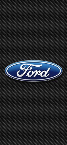 the ford logo is shown on a black carbon fiber textured wallpaper with white stitching