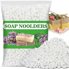 a bag of soap noodlers next to two bags of marshmallows