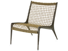 the chair is made out of rattan and metal