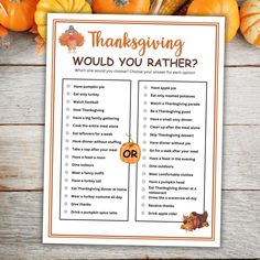 a printable thanksgiving would you rather know what to do with it? for the kids